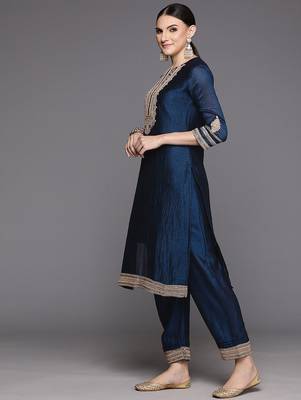 Women Floral Yoke Design Regular Sequinned Kurta with Trousers & Dupatta 6