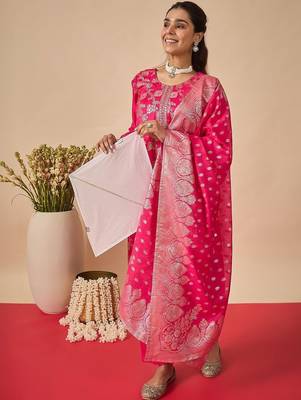 Women Ethnic Motifs Regular Kurta with Trousers & With Dupatta 6