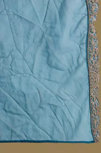 Floral Zari Embroidered Velvet Straight Kurta with Trouser & Dupatta