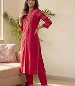 Women Ethnic Motifs Embroidered Regular Thread Work Pure Cotton Kurta with Trousers