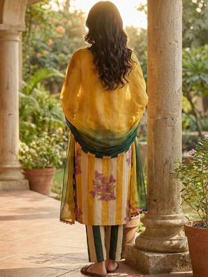 Women Floral Printed Regular Pure Cotton Kurta with Trousers & With Dupatta 2