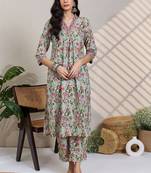 Women Floral Printed Regular Pure Cotton Kurta With Trousers
