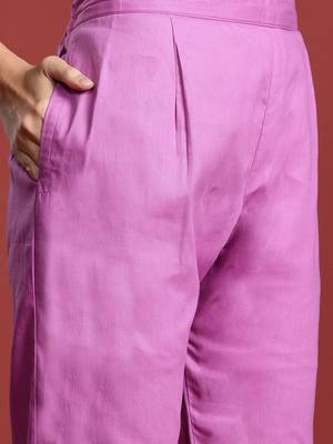 women floral printed  cotton kurta with trousers & with dupatta 4