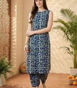 Women Floral Printed Regular Pure Cotton Kurta with Harem Pants