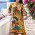 Plus Size Mustard Printed Straight Kurta Trousers Set