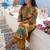 Plus Size Mustard Printed Straight Kurta Trousers Set