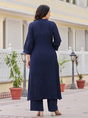 Women Ethnic Motifs Embroidered Regular Thread Work Pure Cotton Kurta with Palazzos 5