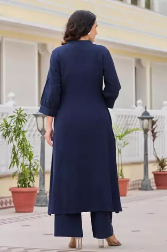 Women Ethnic Motifs Embroidered Regular Thread Work Pure Cotton Kurta with Palazzos