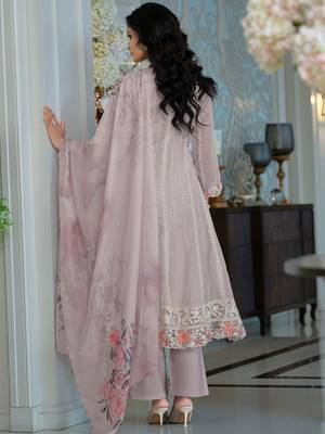 Adults-Women Woven Design Embroidered Anarkali Kurta with Trousers & Dupatta 5