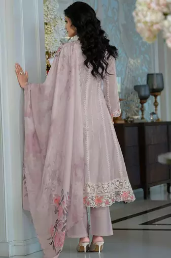 Adults-Women Woven Design Embroidered Anarkali Kurta with Trousers & Dupatta