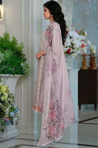 Adults-Women Woven Design Embroidered Anarkali Kurta with Trousers & Dupatta