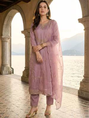 Women Ethnic Motifs Embroidered Regular Kurta with Trousers & With Dupatta 3