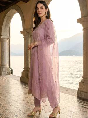 Women Ethnic Motifs Embroidered Regular Kurta with Trousers & With Dupatta 5