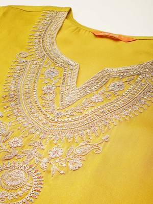 Ethnic Motifs Yoke Design Sequinned Kurta With Trousers & Dupatta 2