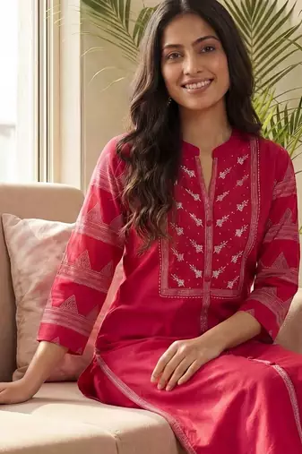 Women Ethnic Motifs Embroidered Regular Kurta with Trousers