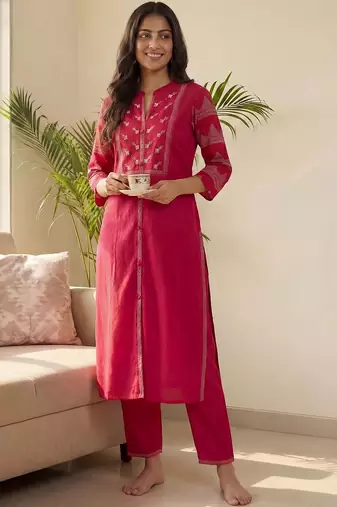 Women Ethnic Motifs Embroidered Regular Kurta with Trousers
