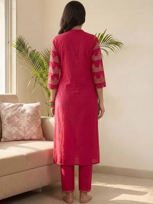 Women Ethnic Motifs Embroidered Regular Kurta with Trousers 7