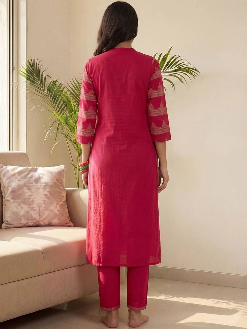Women Ethnic Motifs Embroidered Regular Kurta with Trousers