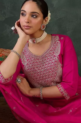 Women Embroidered Regular Sequinned Kurta Set