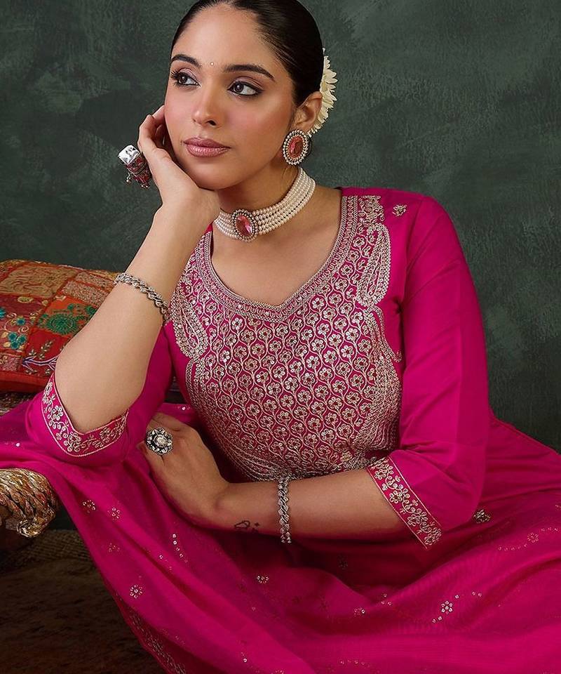 Women Embroidered Regular Sequinned Kurta Set