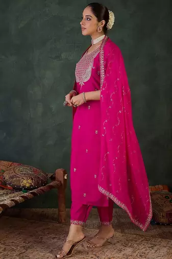 Women Embroidered Regular Sequinned Kurta Set