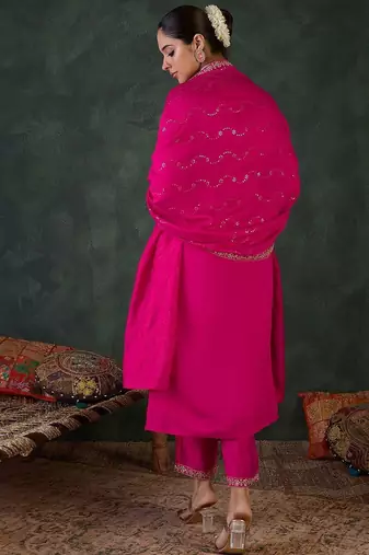 Women Embroidered Regular Sequinned Kurta Set