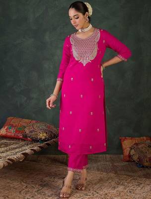 Women Embroidered Regular Sequinned Kurta Set 6