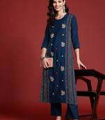 Floral Embroidered Panelled Thread Work Kurta with Trousers
