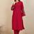 Mandarin Collar Thread Work Straight Kurta with Trousers