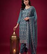 Ethnic Motifs Embroidered Thread Work Kurta with Trousers & With Dupatta