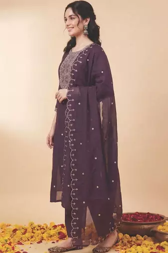 Women Ethnic Motifs Embroidered Regular Mirror Work Kurta with Trousers & With Dupatta