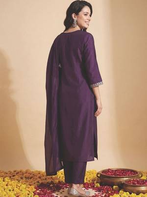 Women Ethnic Motifs Embroidered Regular Mirror Work Kurta with Trousers & With Dupatta 4