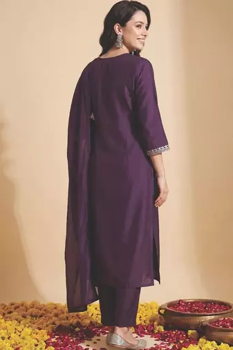 Women Ethnic Motifs Embroidered Regular Mirror Work Kurta with Trousers & With Dupatta