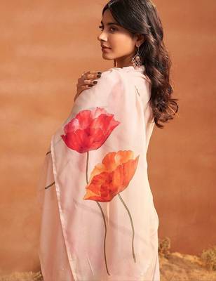 Women Floral Printed Regular Linen Kurta with Trousers & With Dupatta 6