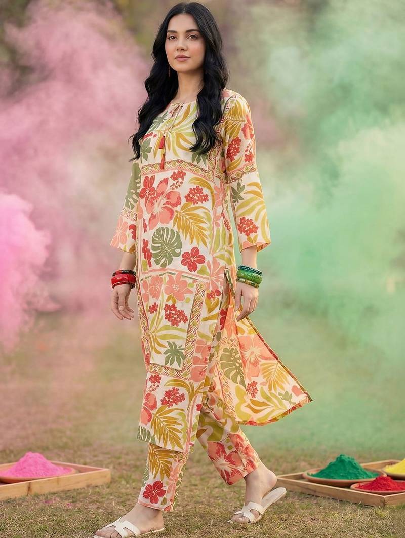 Women Floral Printed Regular Kurta with Trousers & With Dupatta