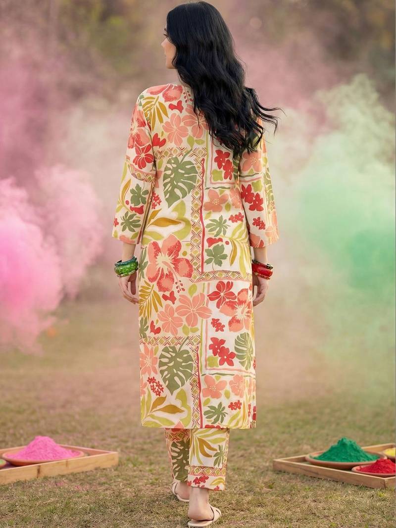 Women Floral Printed Regular Kurta with Trousers & With Dupatta