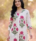 Women Floral Printed Regular Pure Cotton Kurta with Trousers