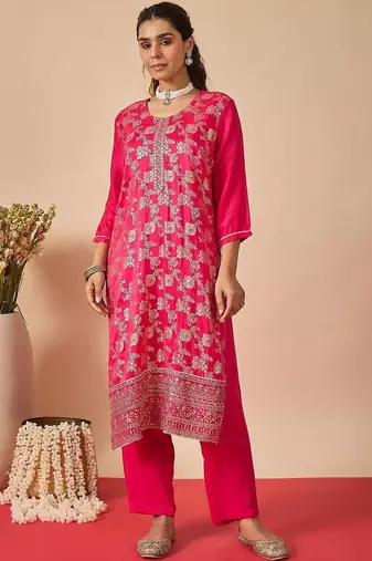 Women Ethnic Motifs Regular Kurta with Trousers & With Dupatta