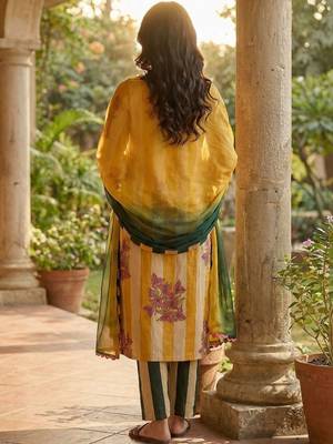 Women Printed Regular Pure Cotton Kurta with Trousers & With Dupatta 3