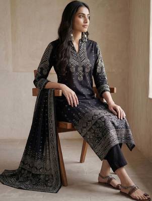 Women Ethnic Motifs Printed Regular Mirror Work Pure Cotton Kurta with Trousers & With Dupatta 2