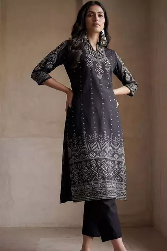Women Ethnic Motifs Printed Regular Mirror Work Pure Cotton Kurta with Trousers & With Dupatta
