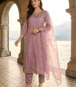 Women Ethnic Motifs Embroidered Regular Thread Work Kurta with Trousers & With Dupatta