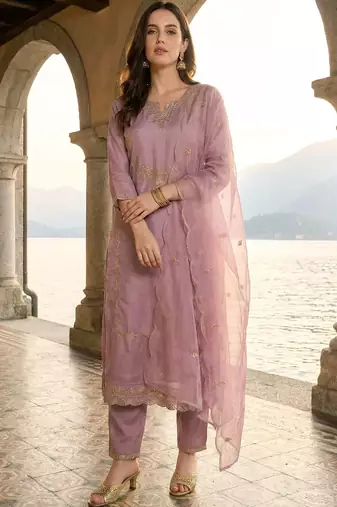 Women Ethnic Motifs Embroidered Regular Thread Work Kurta with Trousers & With Dupatta