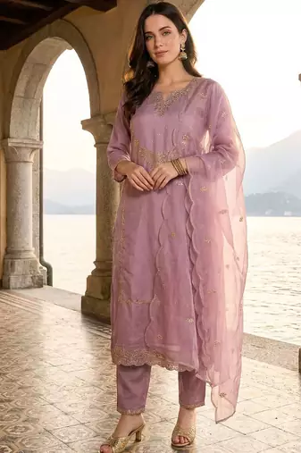 Women Ethnic Motifs Embroidered Regular Thread Work Kurta with Trousers & With Dupatta