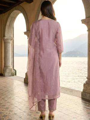 Women Ethnic Motifs Embroidered Regular Thread Work Kurta with Trousers & With Dupatta 5