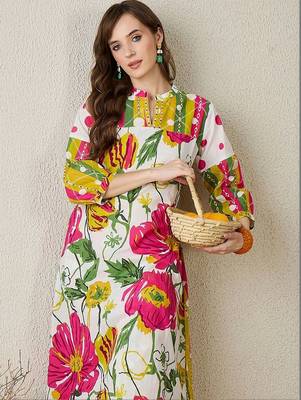 Women Floral Printed Regular Pure Cotton Kurta with Trousers 2