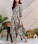 women floral printed regular  cotton kurta with pyjamas