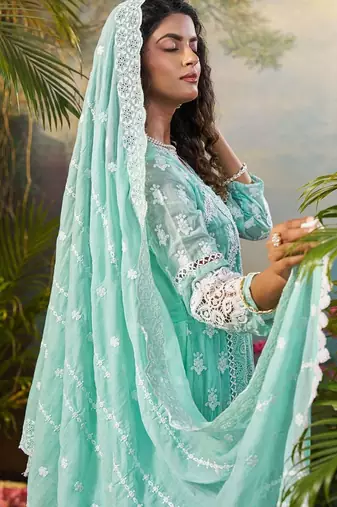 Women Ethnic Motifs Embroidered Regular Thread Work Pure Cotton Kurta with Trousers & With Dupatta