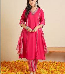 women ethnic motifs printed regular beads and stones  cotton kurta with trousers & with dupatta