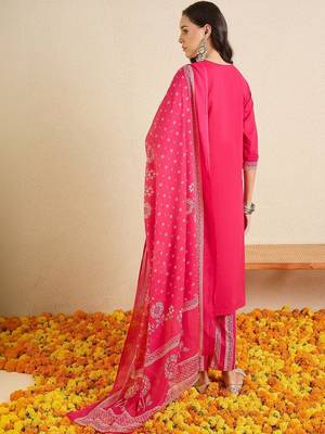 Women Ethnic Motifs Printed Regular Beads and Stones Pure Cotton Kurta with Trousers & With Dupatta 3
